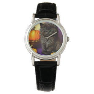 Vintag Halloween Kitten Armbanduhr