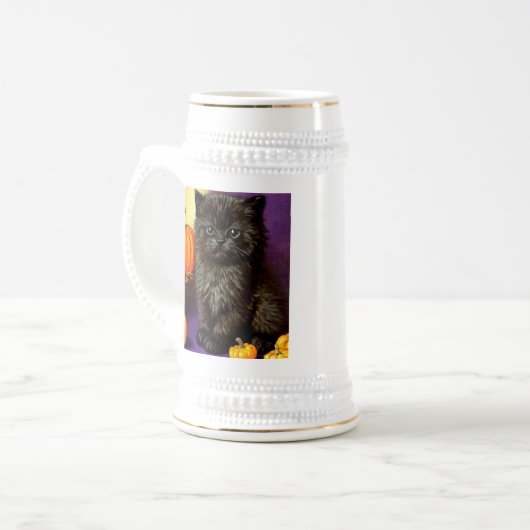 Vintag Halloween Kitten Bierglas (Vorderseite Links)