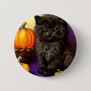 Vintag Halloween Kitten Button