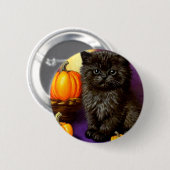 Vintag Halloween Kitten Button (Vorne & Hinten)