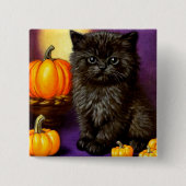 Vintag Halloween Kitten Button (Vorderseite)