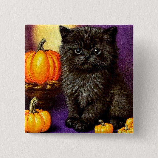 Vintag Halloween Kitten Button (Vorderseite)
