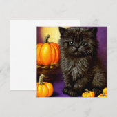 Vintag Halloween Kitten Einladung (Vorne/Hinten)
