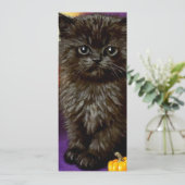 Vintag Halloween Kitten Einladung (Stehend Vorderseite)