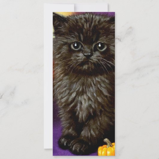 Vintag Halloween Kitten Einladung (Vorderseite)