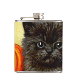 Vintag Halloween Kitten Flachmann