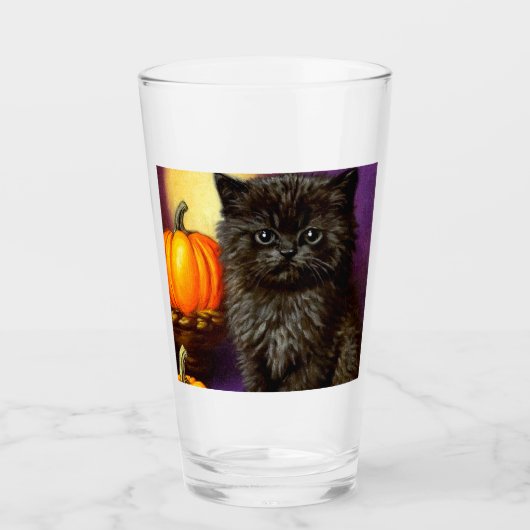 Vintag Halloween Kitten Glas (Vorderseite)