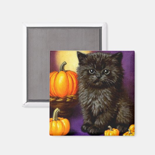 Vintag Halloween Kitten Magnet (Vorderseite/Rückseite)