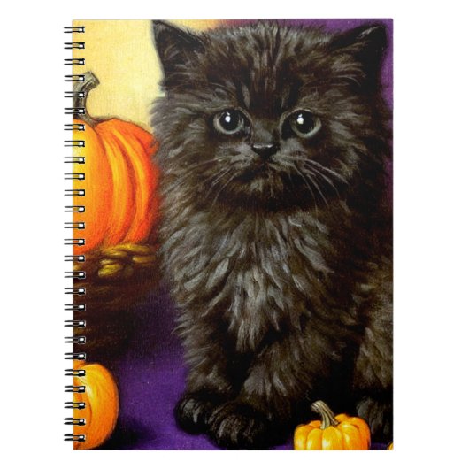 Vintag Halloween Kitten Notizblock (Vorderseite)