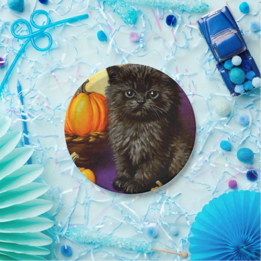 Vintag Halloween Kitten Pappteller (Party)