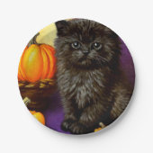 Vintag Halloween Kitten Pappteller (Vorderseite)