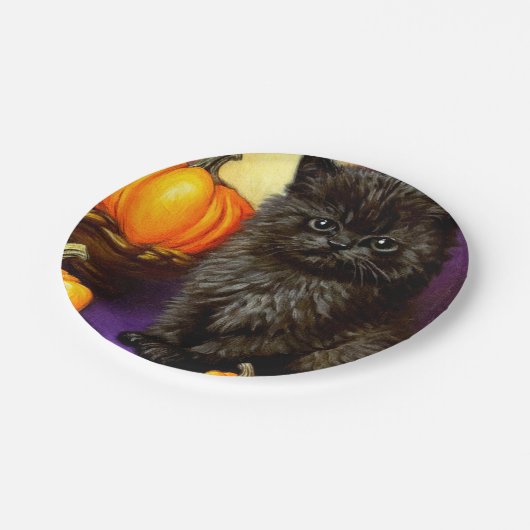 Vintag Halloween Kitten Pappteller (Schrägansicht)
