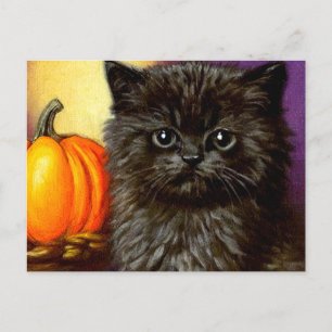 Vintag Halloween Kitten Postkarte