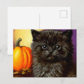 Vintag Halloween Kitten Postkarte (Vorne/Hinten)