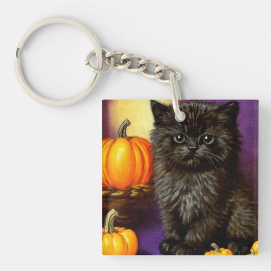 Vintag Halloween Kitten Schlüsselanhänger (Vorderseite)