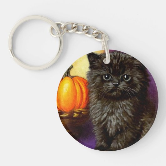 Vintag Halloween Kitten Schlüsselanhänger (Vorderseite)