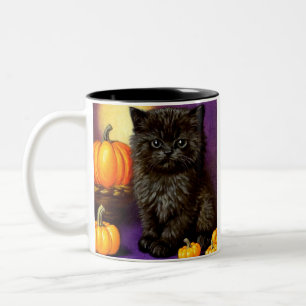 Vintag Halloween Kitten Zweifarbige Tasse
