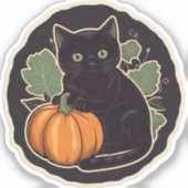Vintag Halloween Kitty Aufkleber (Vorderseite)
