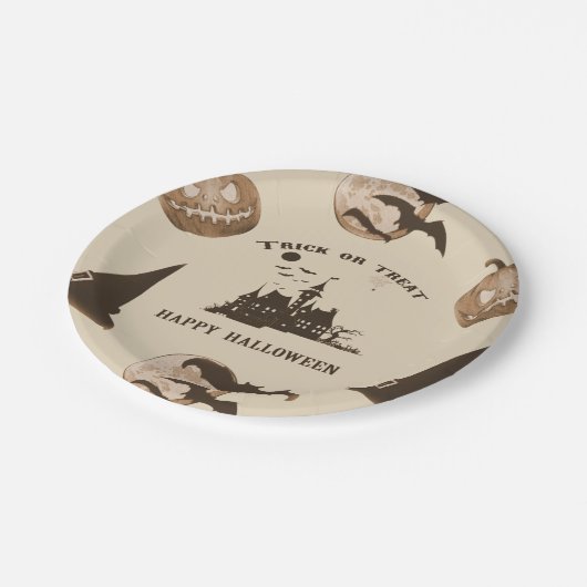 Vintag Halloween Pappteller (Schrägansicht)