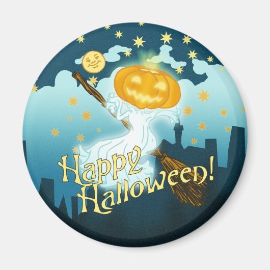 Vintag Halloween Pumpkin Ghost Magnet (Vorne)
