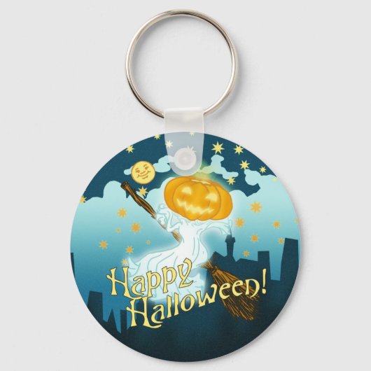 Vintag Halloween Pumpkin Ghost Schlüsselanhänger (Vorderseite)