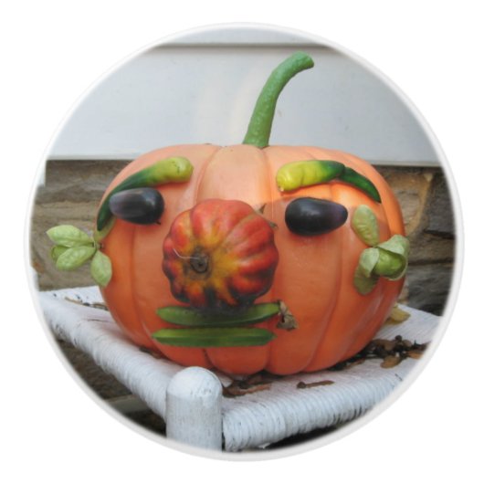 Vintag Halloween Pumpkin Keramikknauf (Vorderseite)