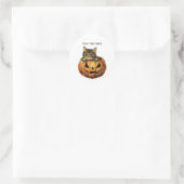 Vintag Halloween Pumpkin Kitty Runder Aufkleber (Tasche)