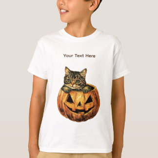Vintag Halloween Pumpkin Kitty T-Shirt