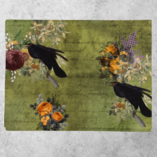 Vintag Halloween Raven Decoupage Viktorianisch Seidenpapier