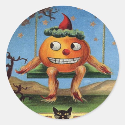 Vintag Halloween Runder Aufkleber (Vorderseite)