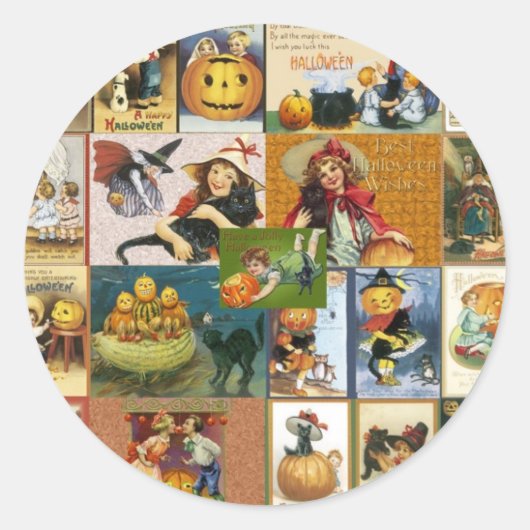 Vintag Halloween Runder Aufkleber (Vorderseite)