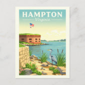 Vintag Hampton Virginia Postkarte (Vorderseite)