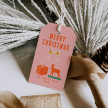 Vintag Hand Drawn Red Pink Weihnachten Funky Spaß