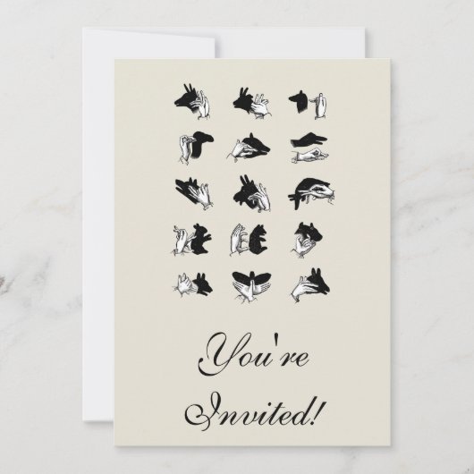 Vintag Hand Puppet Shadow Games Einladung (Vorderseite)