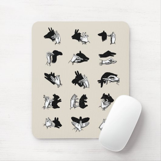 Vintag Hand Puppet Shadow Games Mousepad (Mit Mouse)