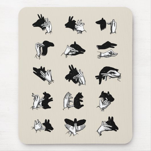 Vintag Hand Puppet Shadow Games Mousepad (Vorne)