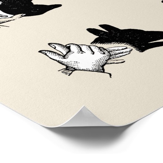 Vintag Hand Puppet Shadow Games Poster (Ecke)