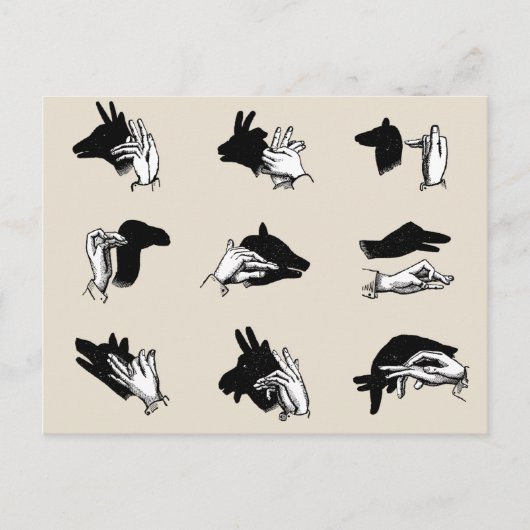 Vintag Hand Puppet Shadow Games Postkarte (Vorderseite)