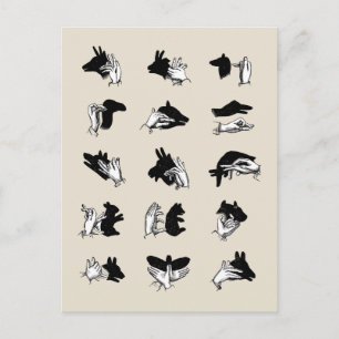 Vintag Hand Puppet Shadow Games Postkarte