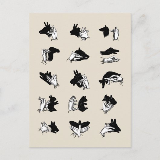 Vintag Hand Puppet Shadow Games Postkarte (Vorderseite)