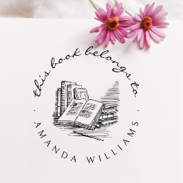 Vintag handgeschriebene benutzerdefinierte Bibliot Gummistempel