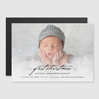 Vintag Handwriting Baby 1. Weihnachtsfotokarte Magnetkarte
