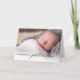 Vintag Handwriting Baby's 1. Weihnachtsjause Foto Feiertagskarte