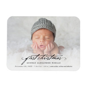 Vintag Handwriting Baby's 1. Weihnachtsjause Foto Magnet