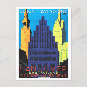 Vintag Hannover, Deutschland, Travel Poster Postkarte