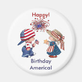 Vintag Happy Birthday America Magnet (Vorne)