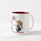 Vintag Happy Birthday America Zweifarbige Tasse (VorderseiteRechts)
