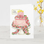 Vintag - Happy Birthday Cake, Karte (Gelbe Blume)