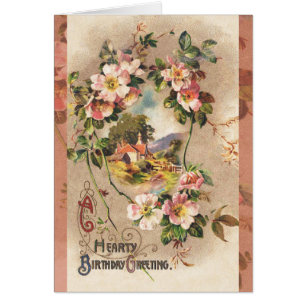 Vintag Happy Birthday Card Artwork