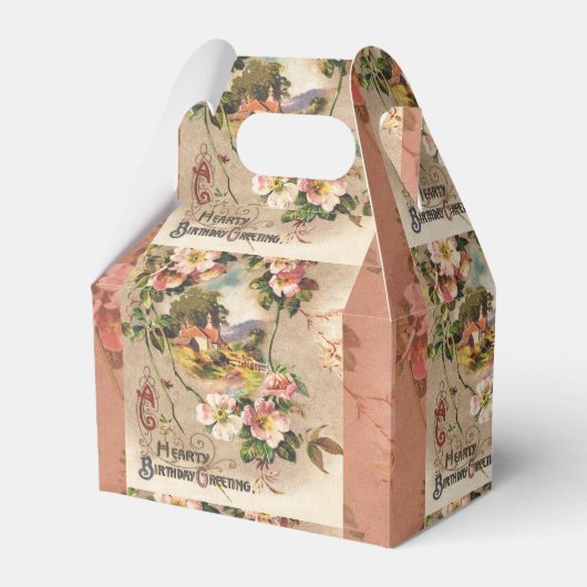 Vintag Happy Birthday Card Artwork Geschenkschachtel (Vorderseite)